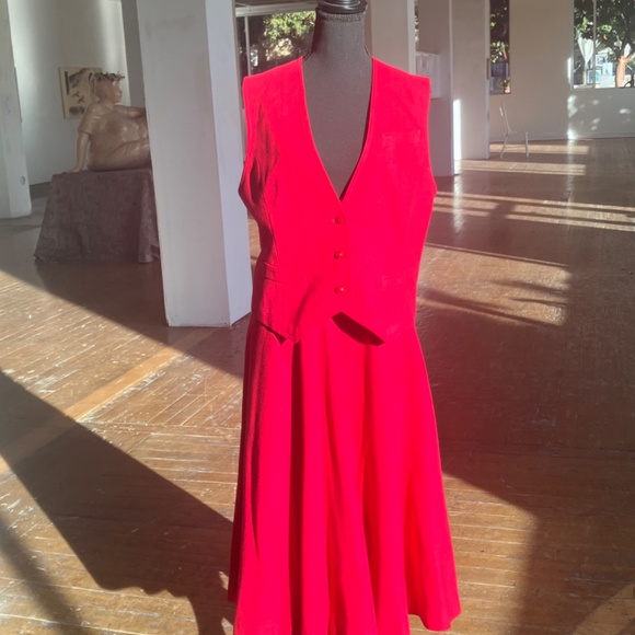 red 3pc vintage wool circle skirt set/suit - Picture 11 of 16